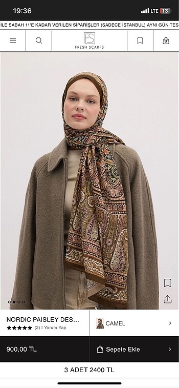 Freshscarfs desenli şal