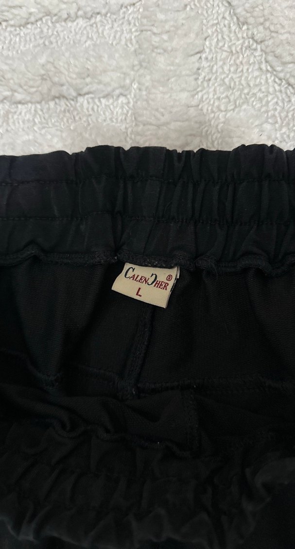 Kadın Siyah Pamuklu kapri Eşofman Altı - Görsel 5