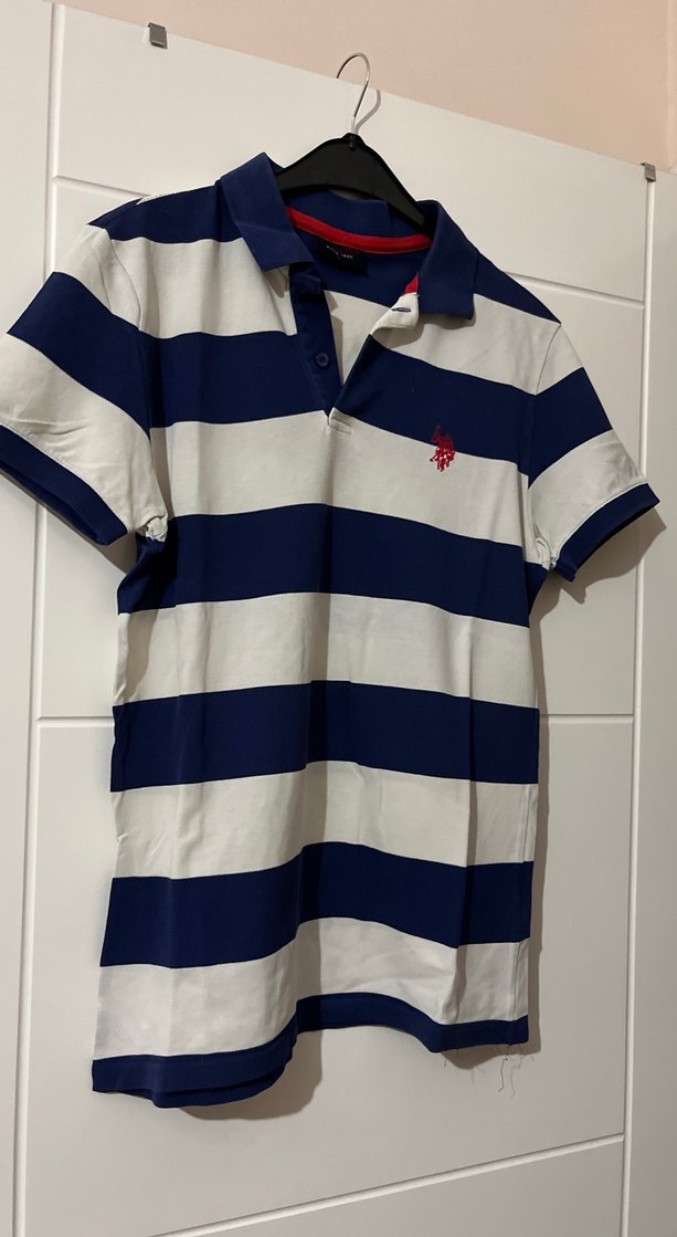 Mavi Beyaz Çizgili Erkek Polo Tişört - Görsel 4