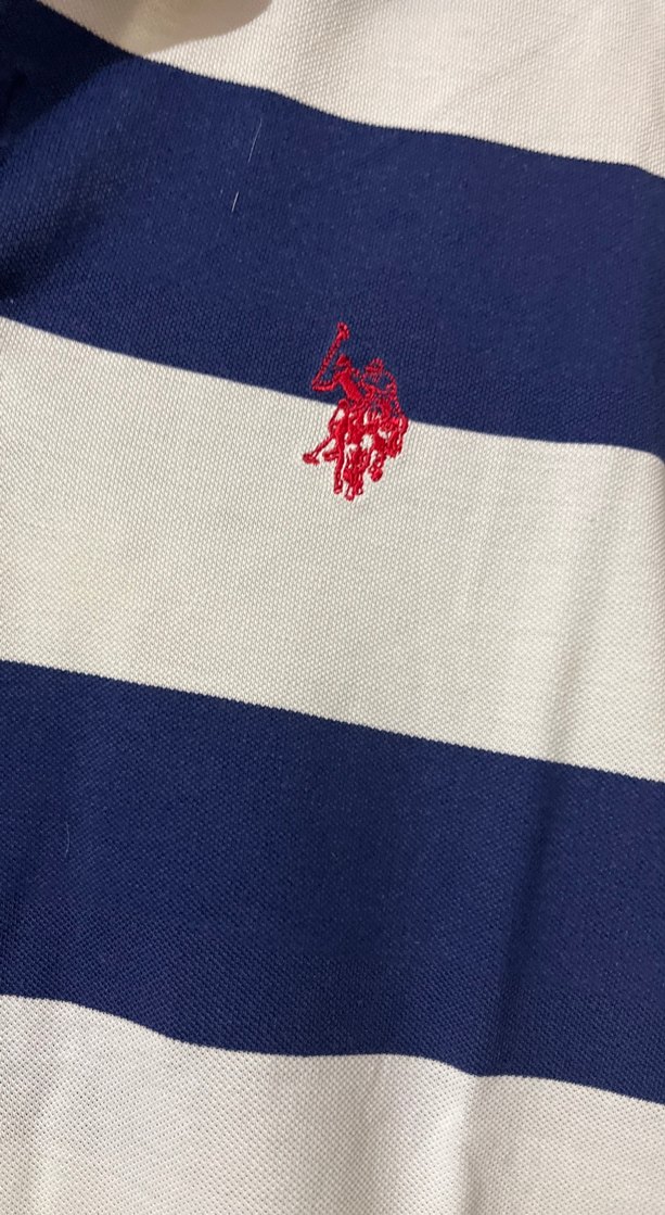 Mavi Beyaz Çizgili Erkek Polo Tişört - Görsel 3