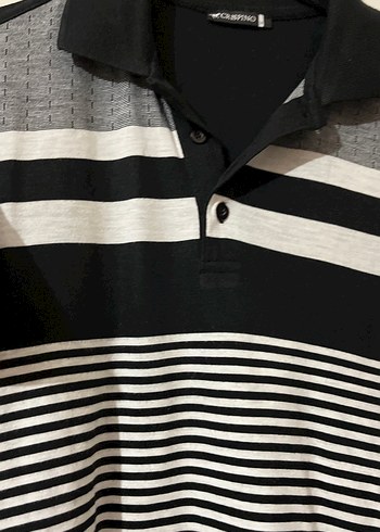 Erkek Siyah Beyaz Çizgili Polo Tişört - Görsel 3