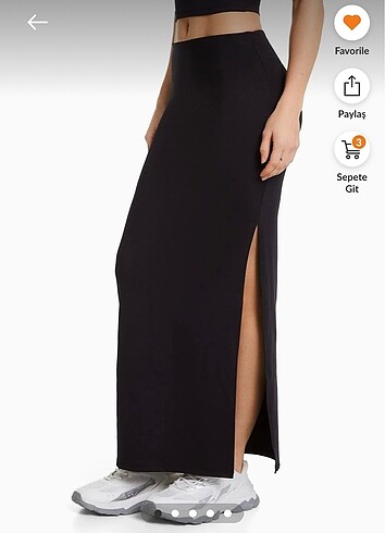 Bershka midi yırtmaçlı etek