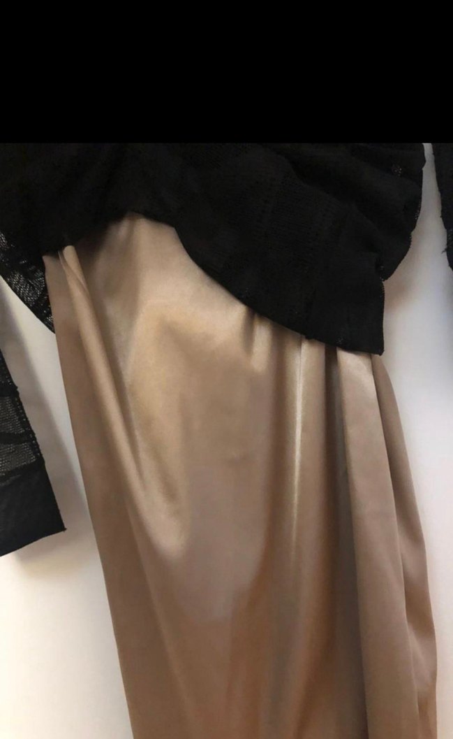 Adil Işık Dantel Detaylı Siyah Uzun Kollu Elbise S beden - Görsel 3