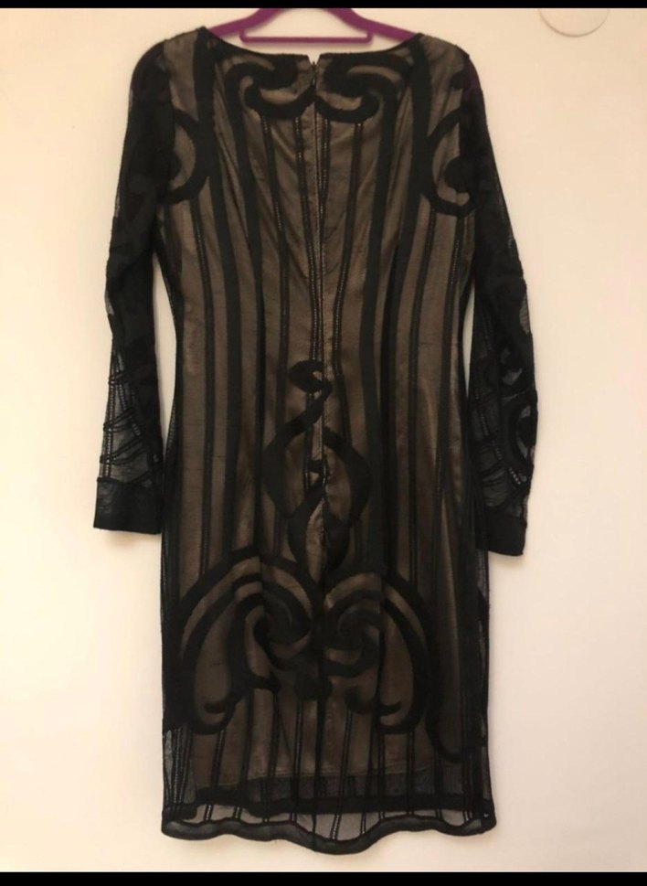 Adil Işık Dantel Detaylı Siyah Uzun Kollu Elbise S beden - Görsel 2