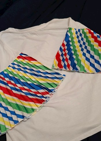 Koton Renkli Pilili Kısa Kollu Kadın Tişört L - Görsel 5