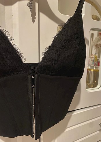 xs Beden Dantel Detaylı Siyah korse