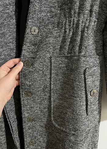 Gri Uzun Kadın Kaban - Görsel 6