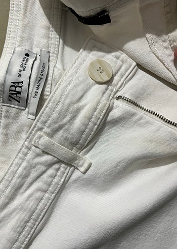 Beyaz Yüksek Bel Kadın Kot Pantolon - Görsel 4