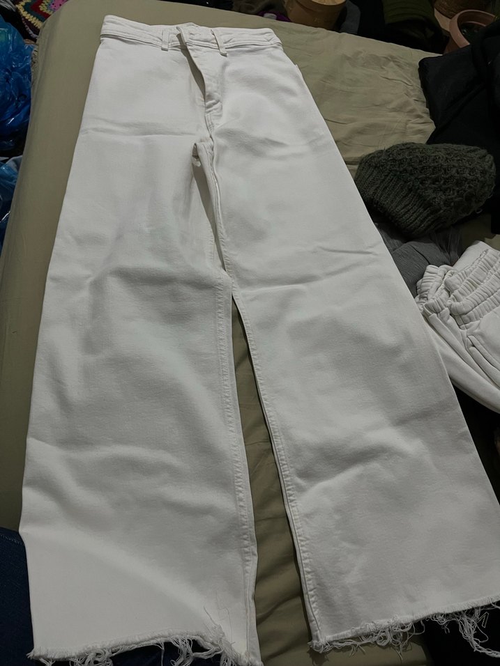 Beyaz Yüksek Bel Kadın Kot Pantolon - Görsel 2