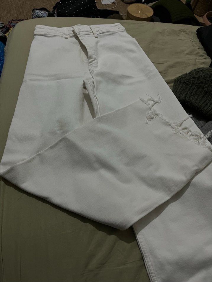 Beyaz Yüksek Bel Kadın Kot Pantolon - Görsel 3