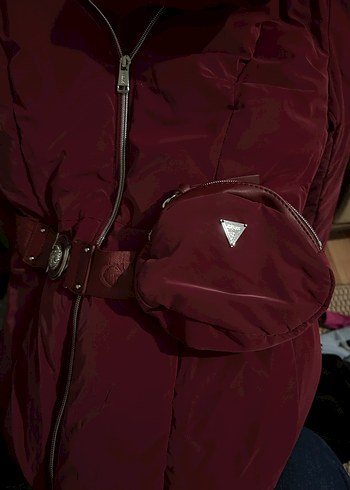 Guess Bordo Kemerli Kadın Mont - Görsel 4