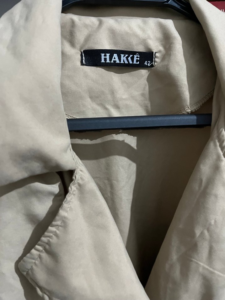 Bej Uzun Düğmeli Kadın Trençkot - Görsel 4