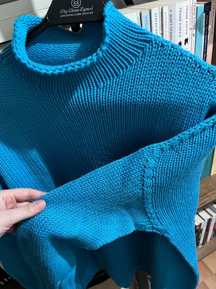 Vakko Kadın Mavi Triko Boğazlı Kazak - Görsel 2