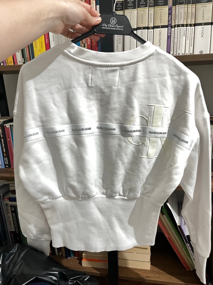 Calvin Clein Beyaz Kadın Belden Oturtmalı Sweatshirt - Görsel 3
