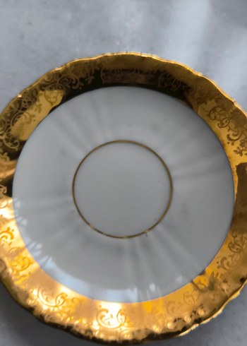 Parlak Altın Detaylı Porselen Fincan ve Tabak - Görsel 7