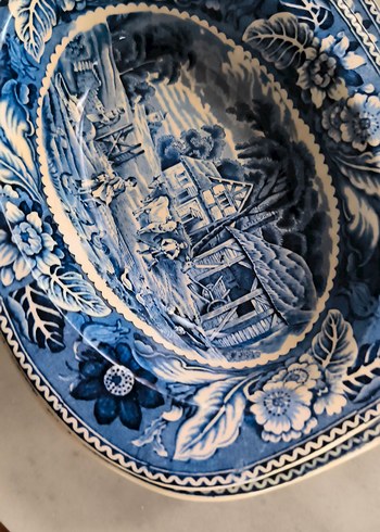 Koyu Mavi Desenli porselen 3 lü kayık Tabakları ingiliz - Görsel 13