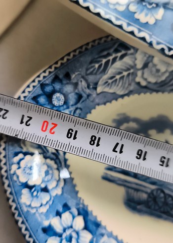 Koyu Mavi Desenli porselen 3 lü kayık Tabakları ingiliz - Görsel 11