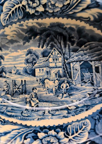 Koyu Mavi Desenli porselen 3 lü kayık Tabakları ingiliz - Görsel 7