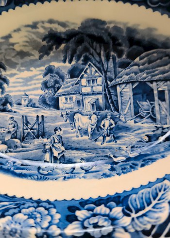 Koyu Mavi Desenli porselen 3 lü kayık Tabakları ingiliz - Görsel 2