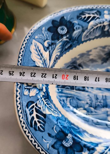 Koyu Mavi Desenli porselen 3 lü kayık Tabakları ingiliz - Görsel 4