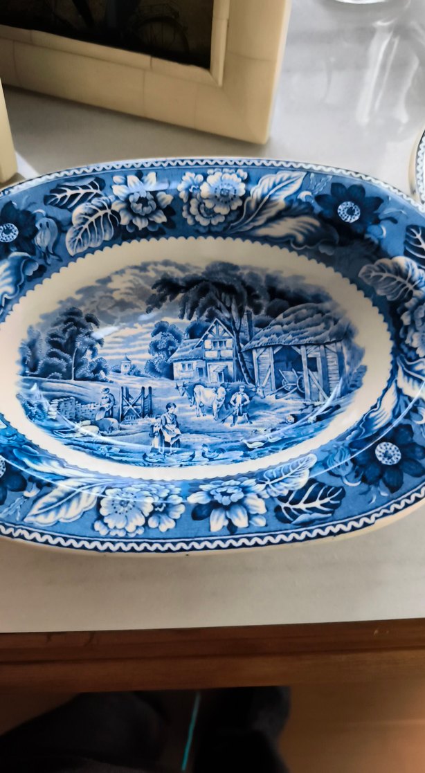 Koyu Mavi Desenli porselen 3 lü kayık Tabakları ingiliz - Görsel 3