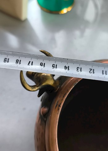 Kahverengi Bakır Vazo Boğa Figürlü antika - Görsel 8