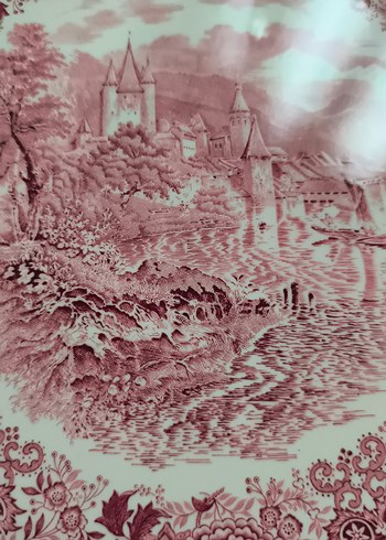 Bordo Pastel Desenli büyük boy orta servis tabağı 32cm - Görsel 2