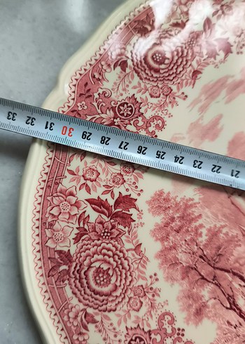 Bordo Pastel Desenli büyük boy orta servis tabağı 32cm - Görsel 6