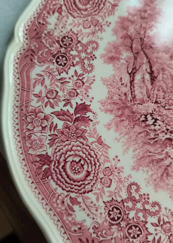 Bordo Pastel Desenli büyük boy orta servis tabağı 32cm - Görsel 3