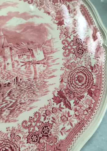 Bordo Pastel Desenli büyük boy orta servis tabağı 32cm - Görsel 4