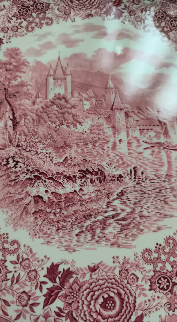 Bordo Pastel Desenli büyük boy orta servis tabağı 32cm - Görsel 2