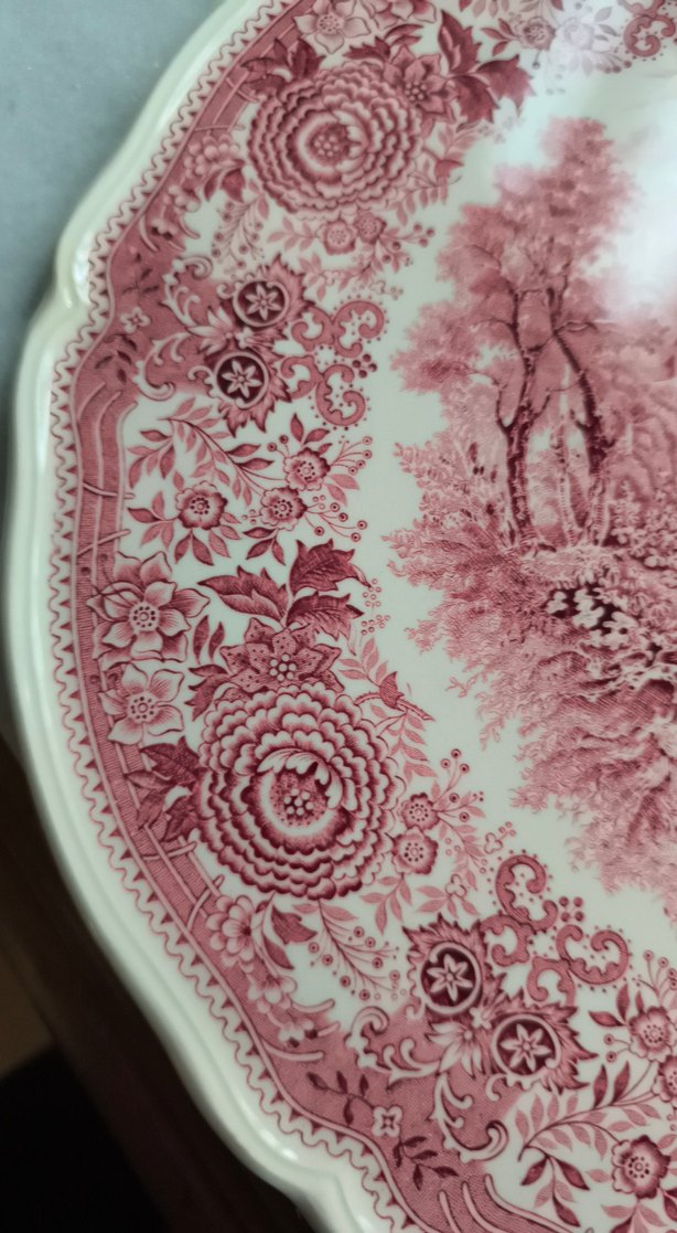 Bordo Pastel Desenli büyük boy orta servis tabağı 32cm - Görsel 3