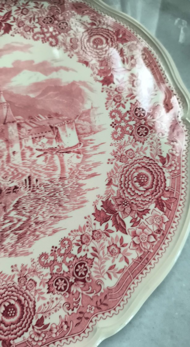 Bordo Pastel Desenli büyük boy orta servis tabağı 32cm - Görsel 4