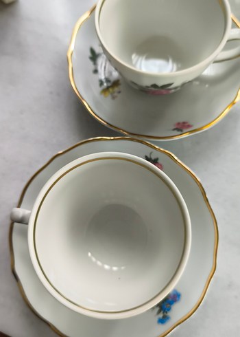 Çiçek Desenli Beyaz Porselen Fincan Takımı tek adet fiyatı - Görsel 4