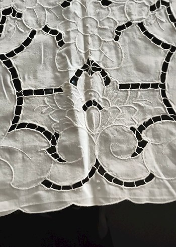 el işi delikli Beyaz Masa Örtüsü Avrupa dan aldım - Görsel 4