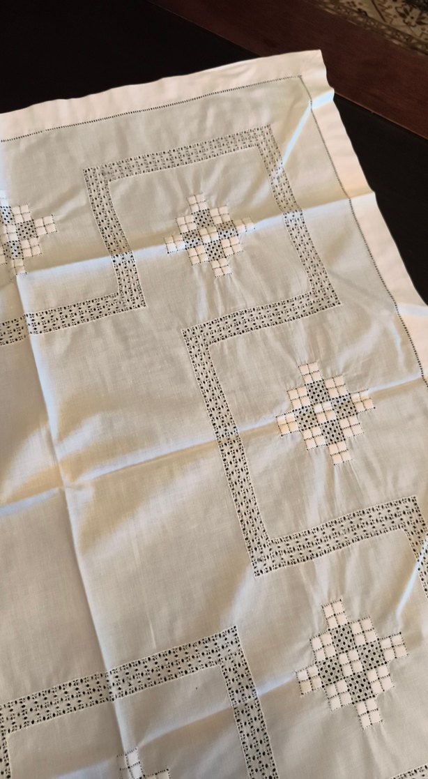 Geleneksel Nakışlı Beyaz  Antep işii Masa Örtüsü - Görsel 4