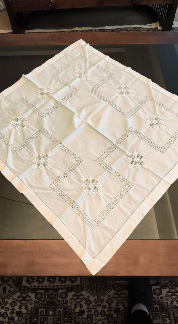 Geleneksel Nakışlı Beyaz  Antep işii Masa Örtüsü - Görsel 2