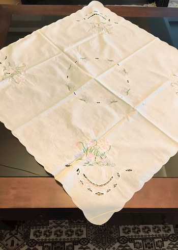 Nakışlı Bej Bohem Masa Örtüsü - Görsel 2