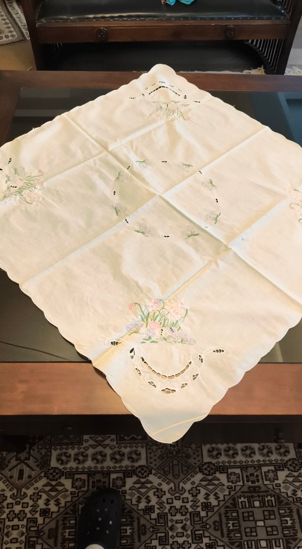 Nakışlı Bej Bohem Masa Örtüsü - Görsel 2