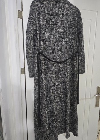 Düğmeli Uzun Gri kişilik Kaban - Görsel 2