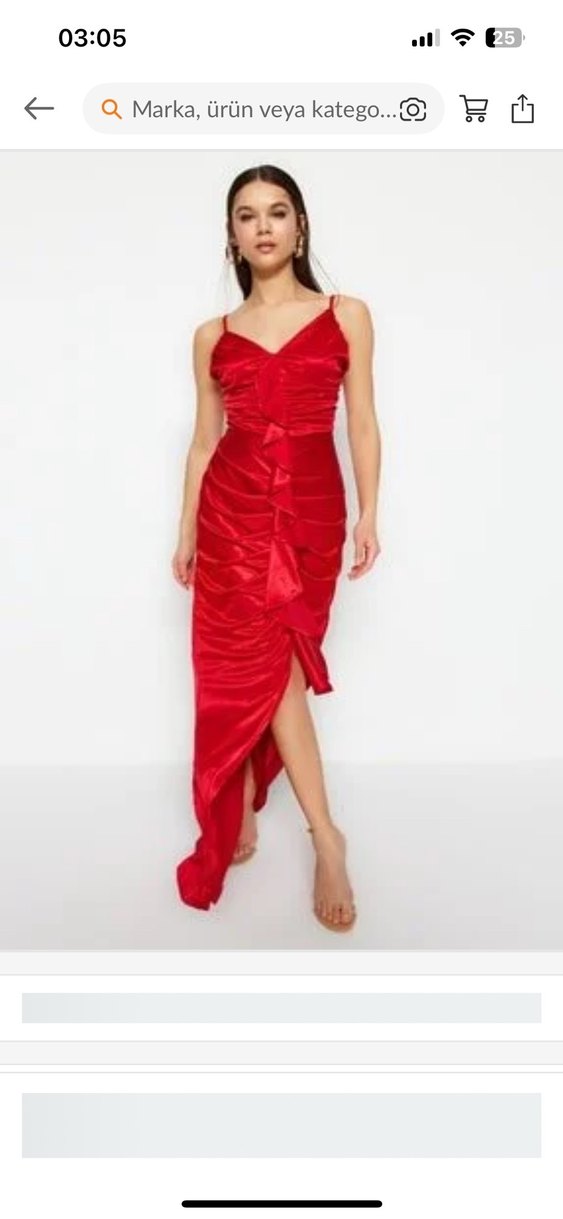 Kırmızı saten abiye gece elbisesi - Görsel 2