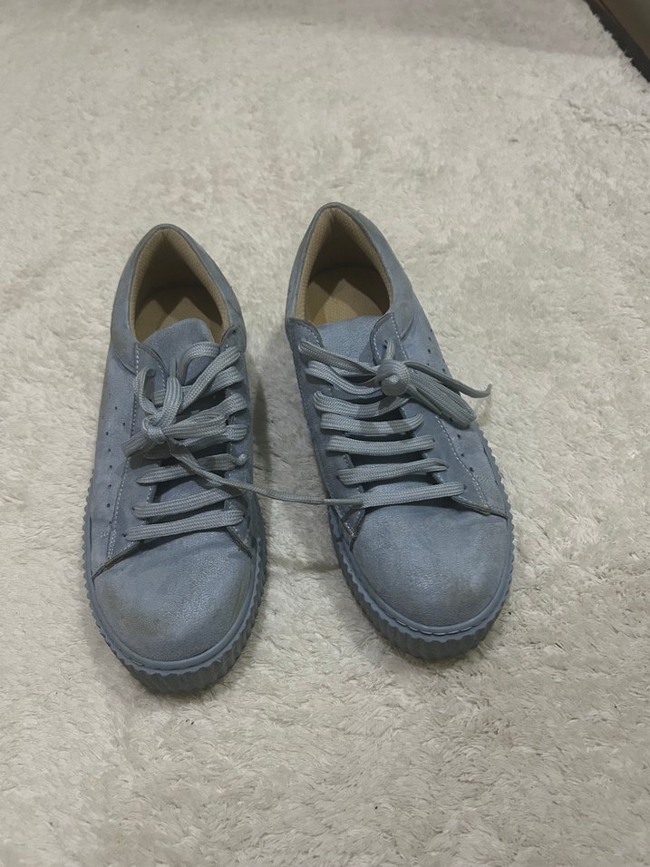 Mavi Süet Bağcıklı Günlük Sneaker — görsel 2/3