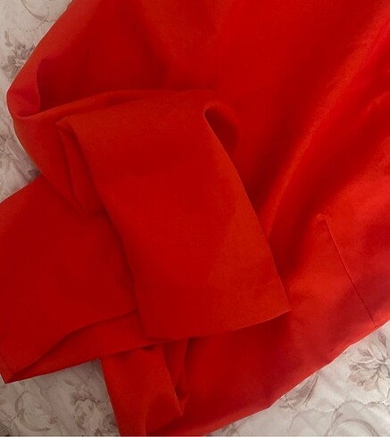 Askılı şık ofis elbise nar çiçeği rengi - Görsel 2