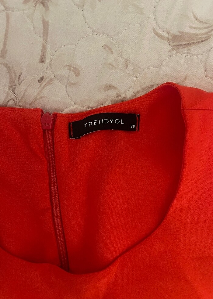 Askılı şık ofis elbise nar çiçeği rengi - Görsel 4