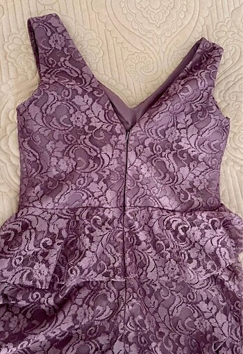 Lila mor güpürlü abiye nişan kına düğün - Görsel 3