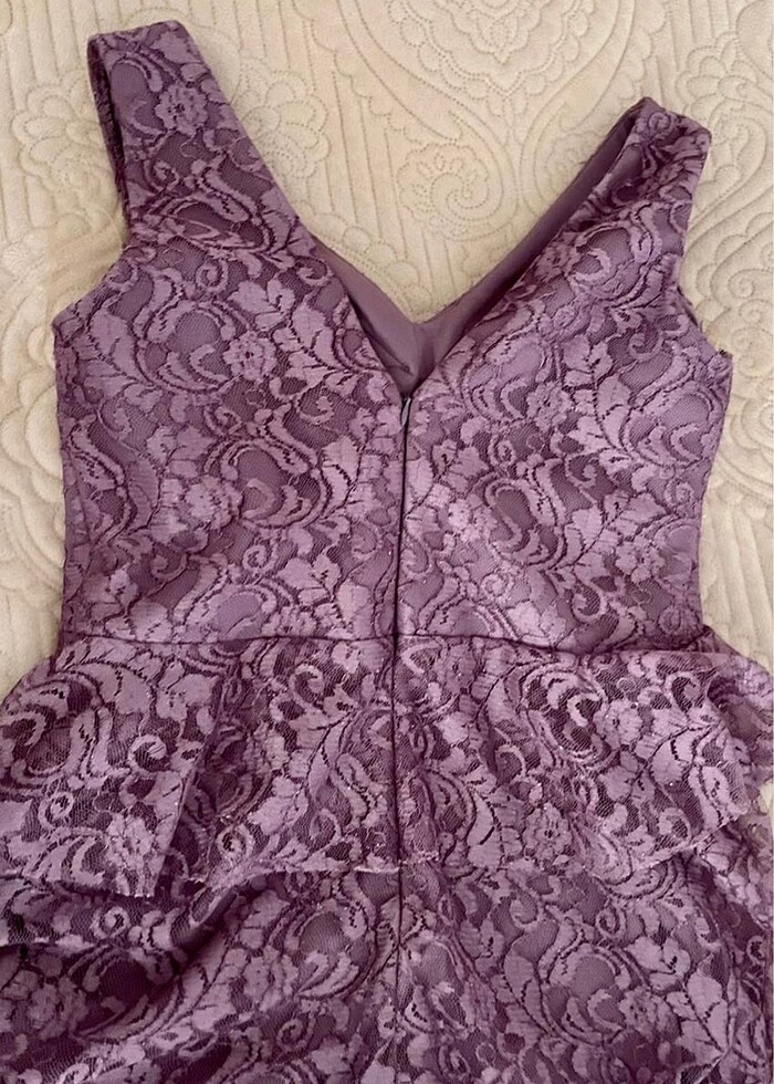 Lila mor güpürlü abiye nişan kına düğün - Görsel 3