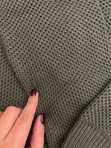 Bisiklet yaka haki triko kazak. - Görsel 3