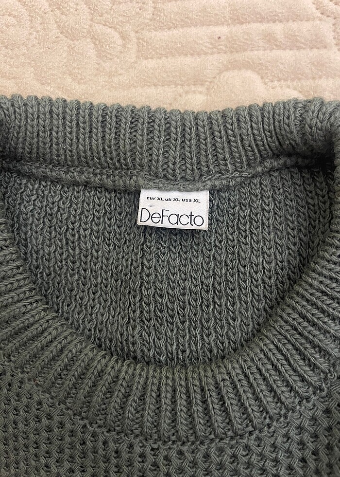 Bisiklet yaka haki triko kazak. - Görsel 2