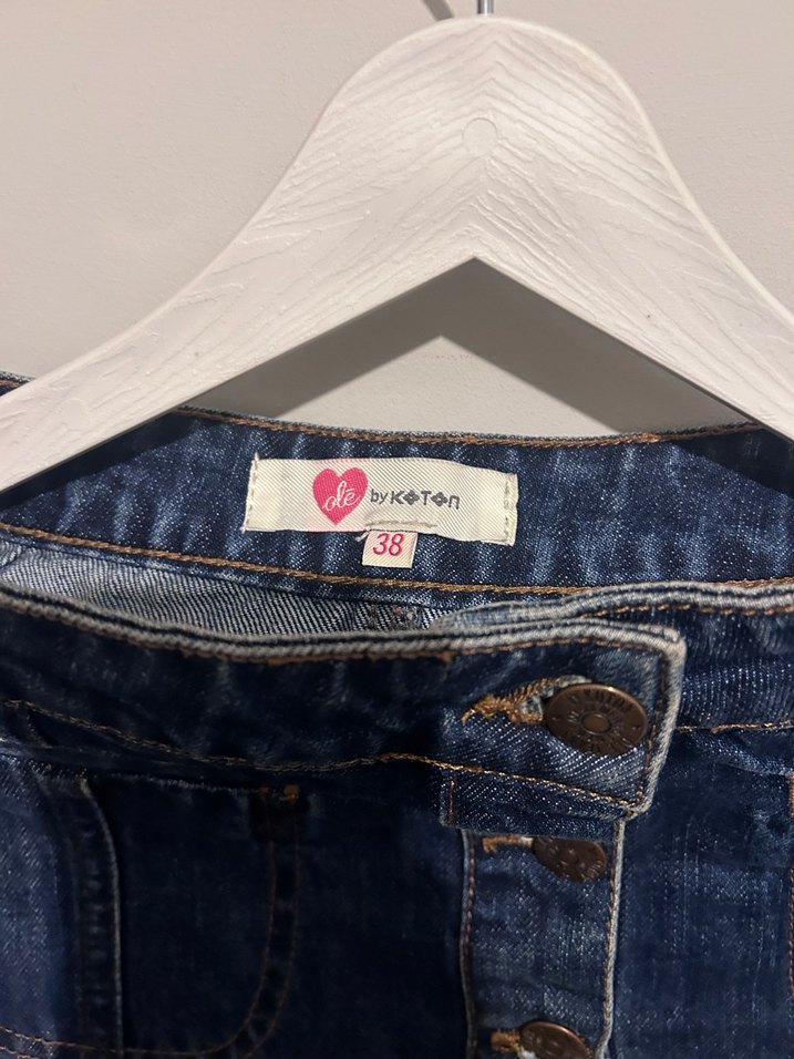 Düğmeli Mavi Denim Midi Etek - Görsel 2