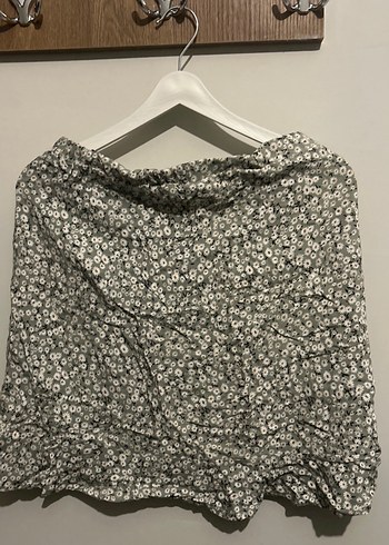 Gri Mini Etek, Fırfırlı, Bol Kesim - Görsel 2